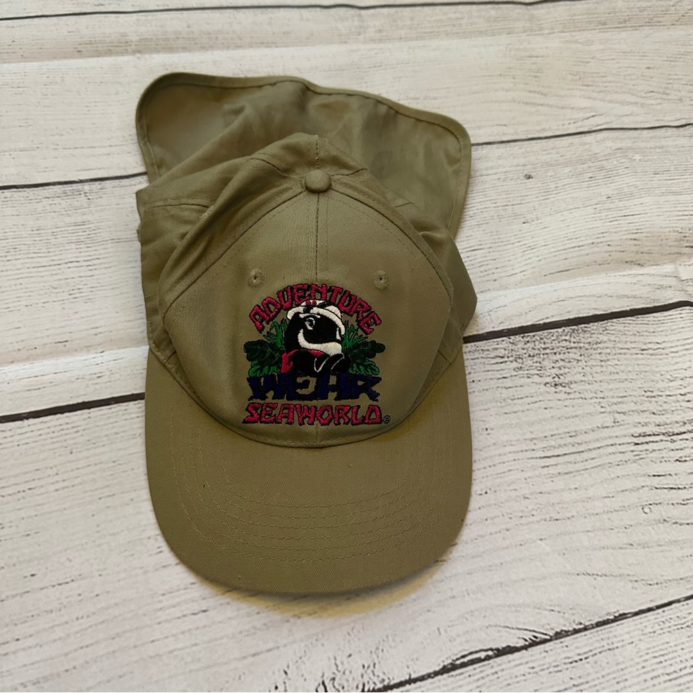 Sea World Shamu Khaki youth baseball hat with neck flap